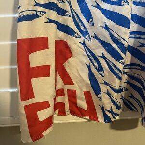 Unknown Size Extra Large (XL) Nautical Fish Print Sundress in White, Blue and Re